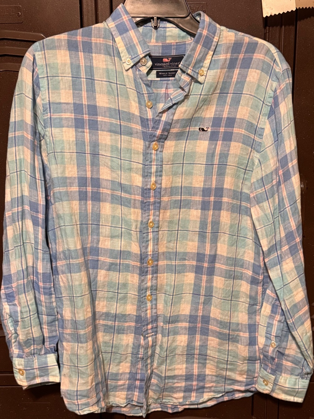 Vineyard Vines Men’s Blue Plaid linen Shirt